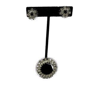 Vintage STAR-ART‎ Brooch and Earring Rhinestone Sterling Silver 925 Jewelry Set